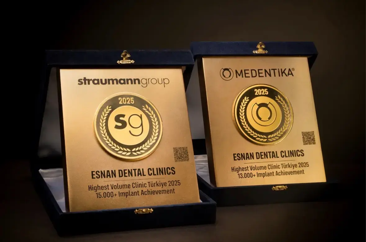 Straumann Group and Medentika 2025 Highest Volume Clinic Türkiye award plaques